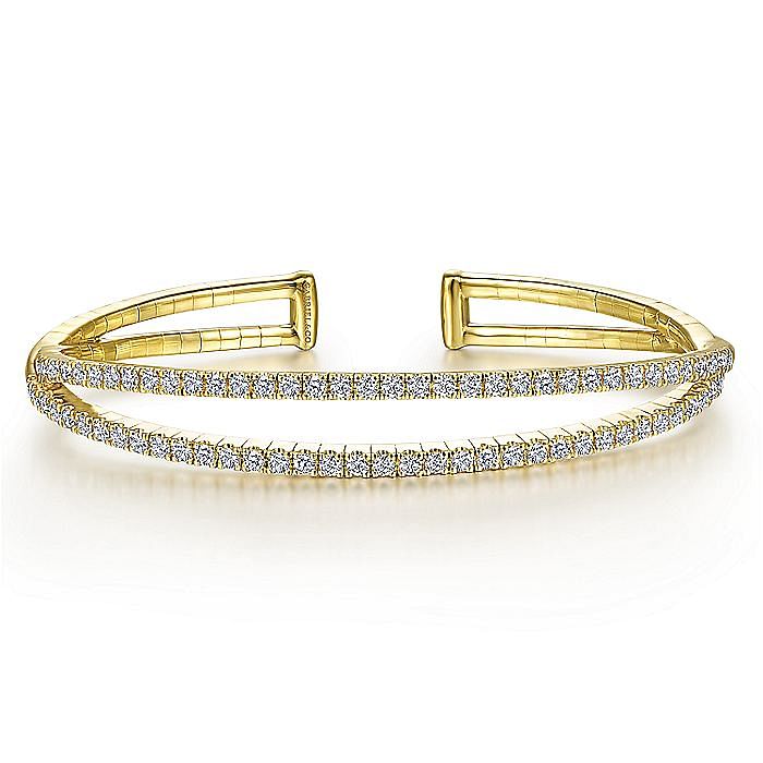 14K Yellow Gold Split Diamond Cuff - 1.54 ct - Warwick Jewelers