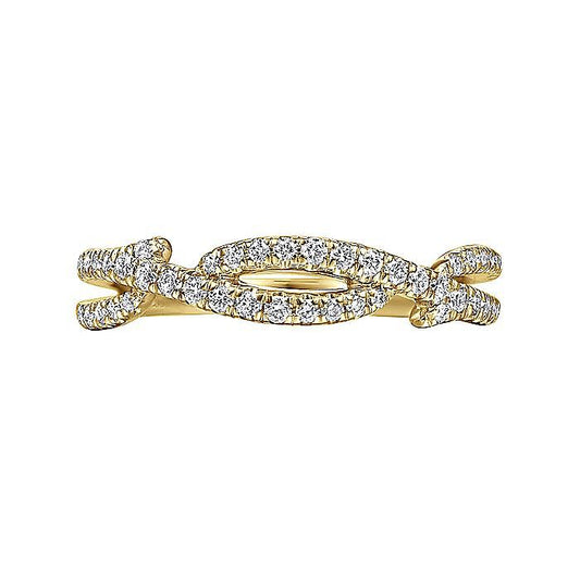 14K Yellow Gold Twisted Diamond Stackable Ring - 0.32 ct - Warwick Jewelers