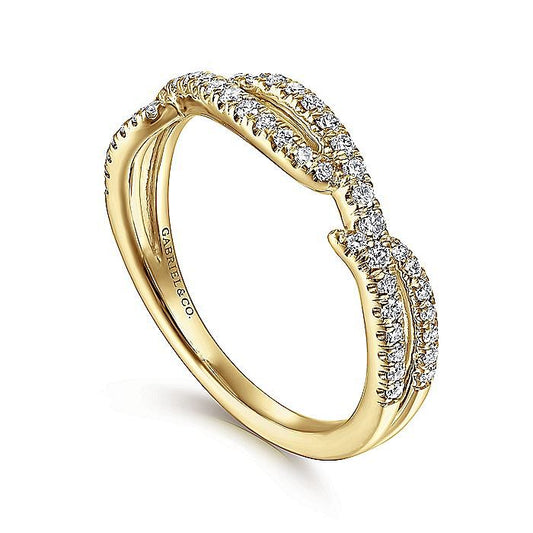 14K Yellow Gold Twisted Diamond Stackable Ring - 0.32 ct - Warwick Jewelers