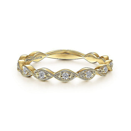 14K Yellow Gold Twisted Diamond Stackable Ring - Warwick Jewelers