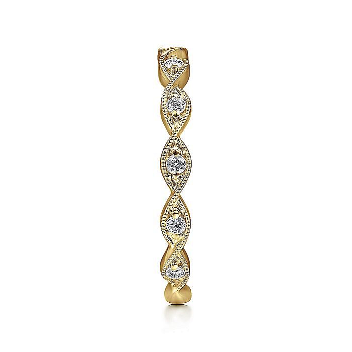 14K Yellow Gold Twisted Diamond Stackable Ring - Warwick Jewelers