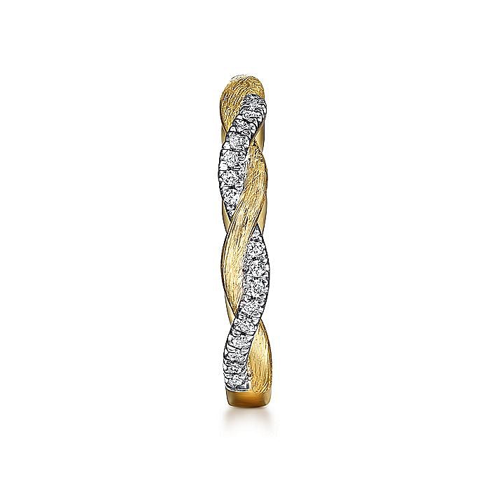 14K Yellow Gold Twisted Diamond Stackable Ring - Warwick Jewelers