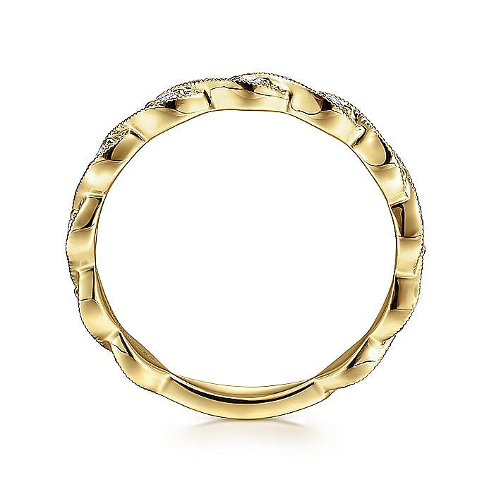 14K Yellow Gold Twisted Diamond Stackable Ring - Warwick Jewelers