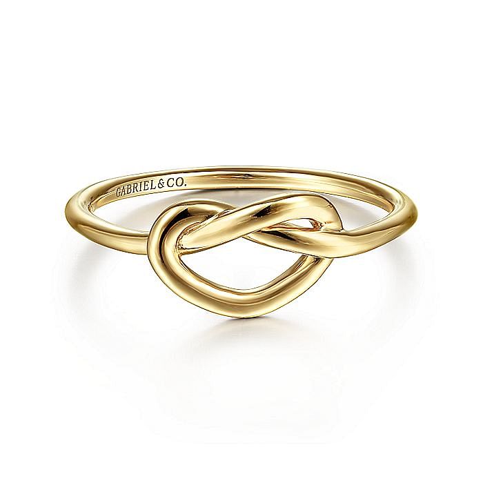 14K Yellow Gold Twisted Heart Pretzel Ring - Warwick Jewelers