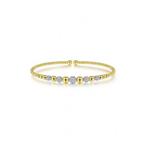 14K Yellow-White Gold Bujukan Diamond Stations Bangle - Warwick Jewelers