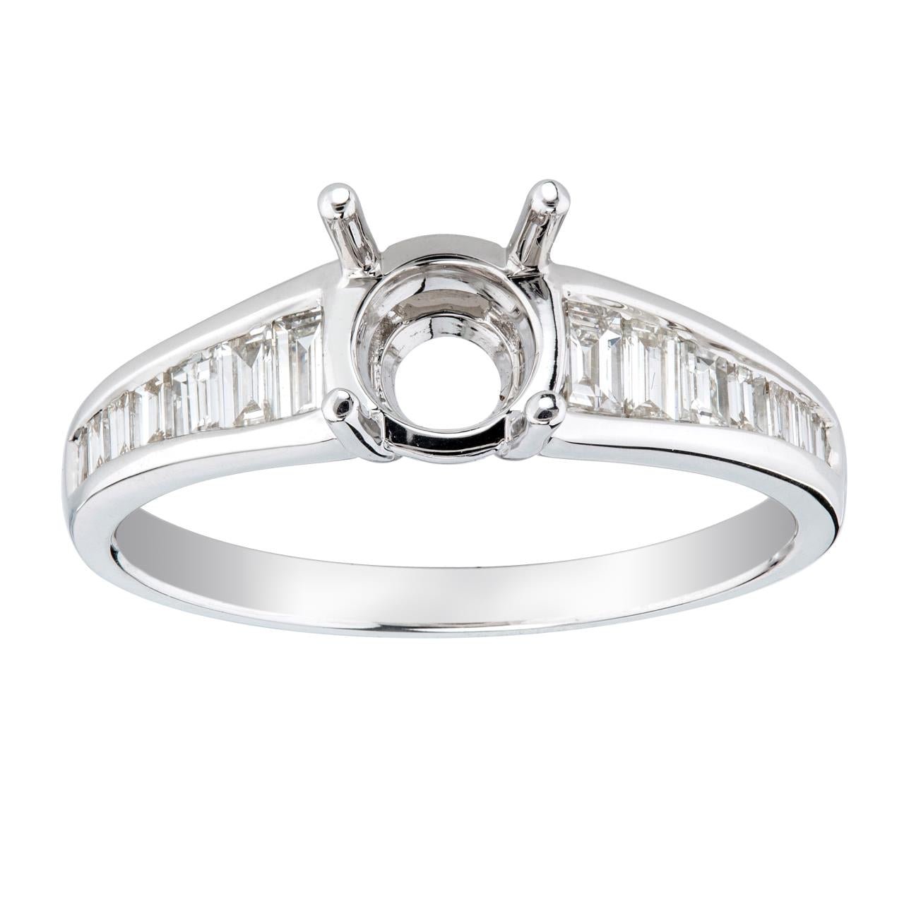 18k White Gold Baguette Channel Enagement Ring - Warwick Jewelers