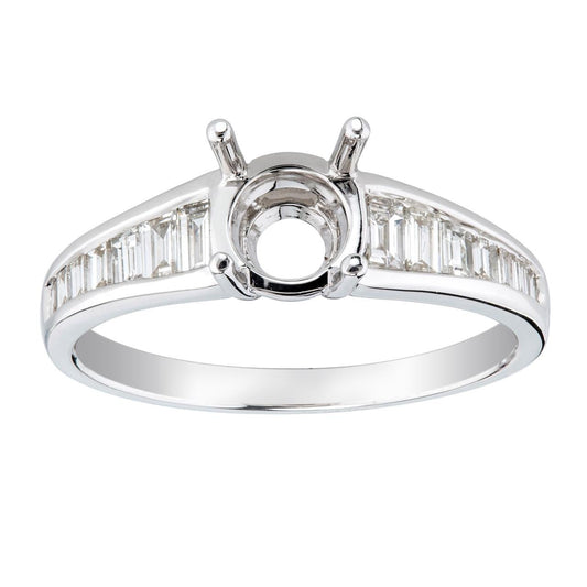 18k White Gold Baguette Channel Enagement Ring - Warwick Jewelers