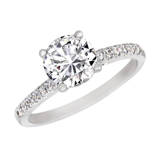 18k White Gold Cathedral Diamond Engagement Ring - Warwick Jewelers