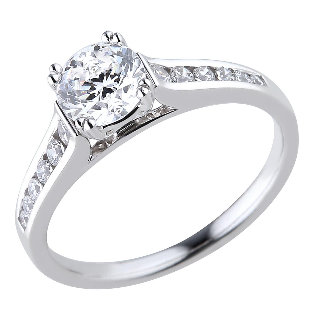 18k White Gold Channel Set Engagement Ring - Warwick Jewelers