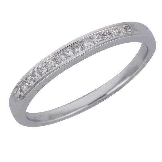 18k White Gold Channel Set Princess Wedding Band - Warwick Jewelers
