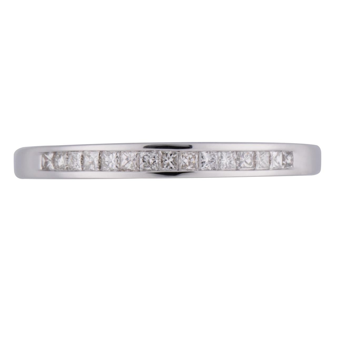 18k White Gold Channel Set Princess Wedding Band - Warwick Jewelers