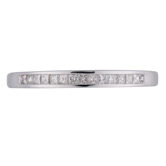 18k White Gold Channel Set Princess Wedding Band - Warwick Jewelers