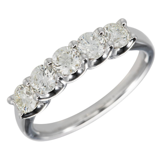 18k White Gold Five Stone Wedding Band - Warwick Jewelers