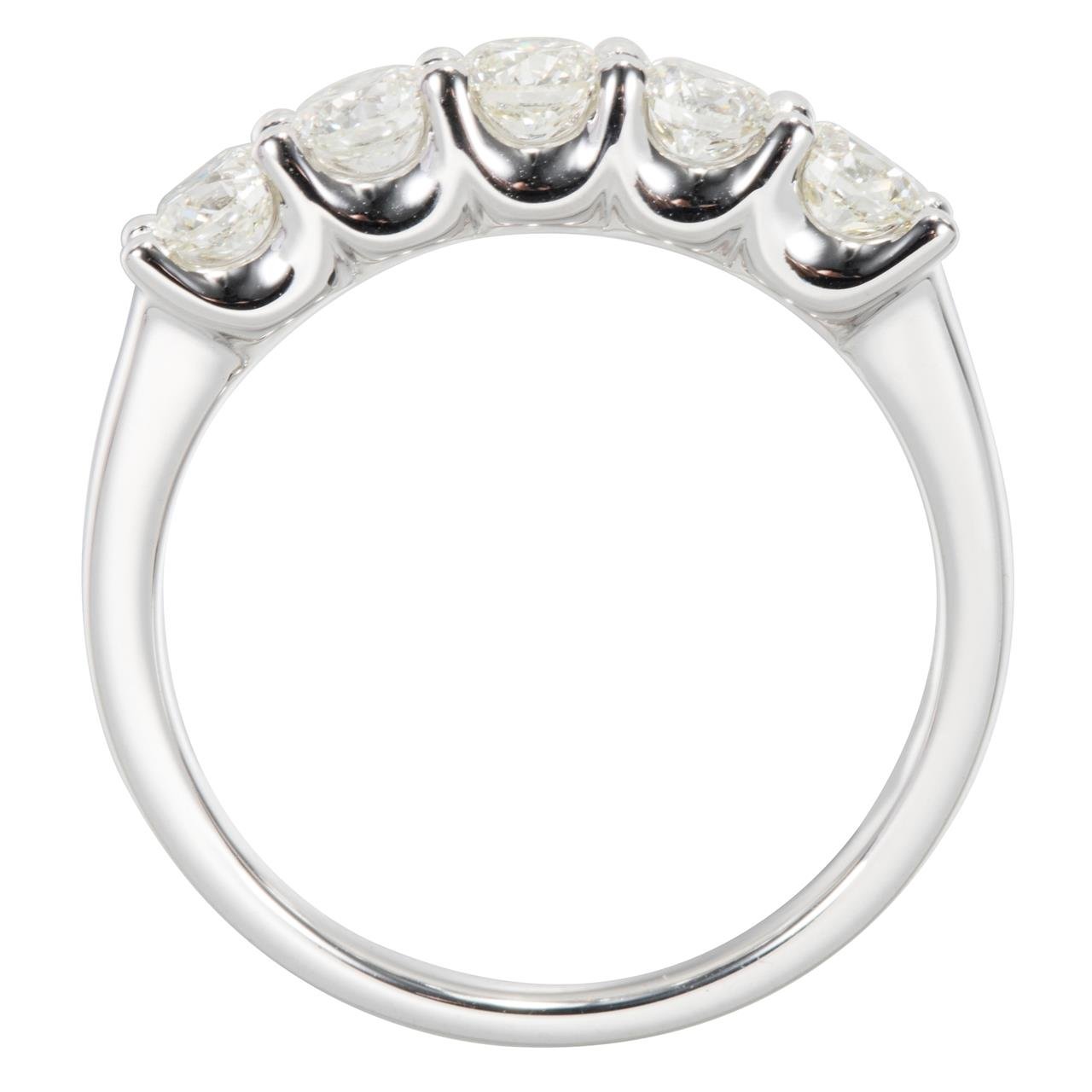 18k White Gold Five Stone Wedding Band - Warwick Jewelers