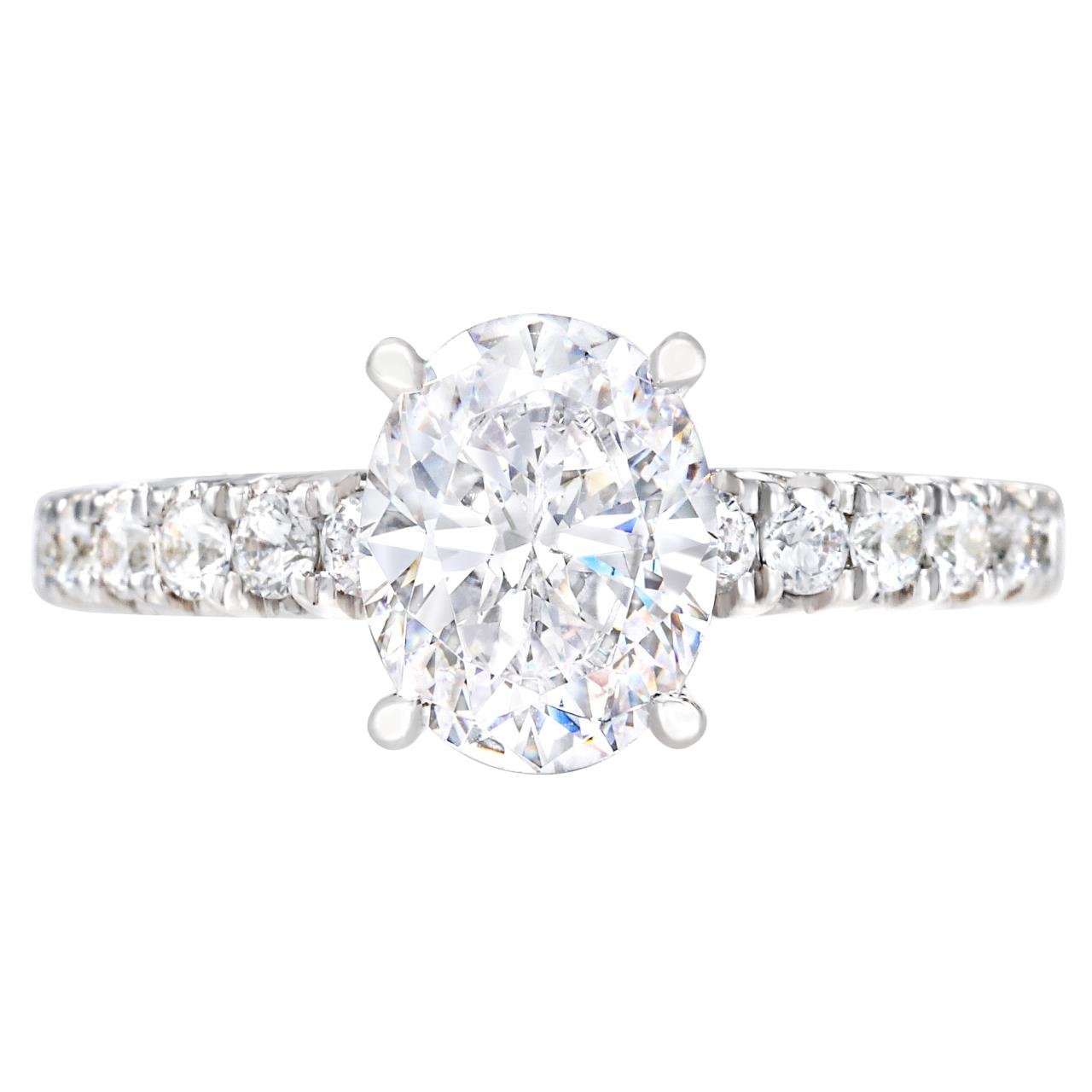 18k White Gold Hidden Halo Oval Engagement Ring - Warwick Jewelers