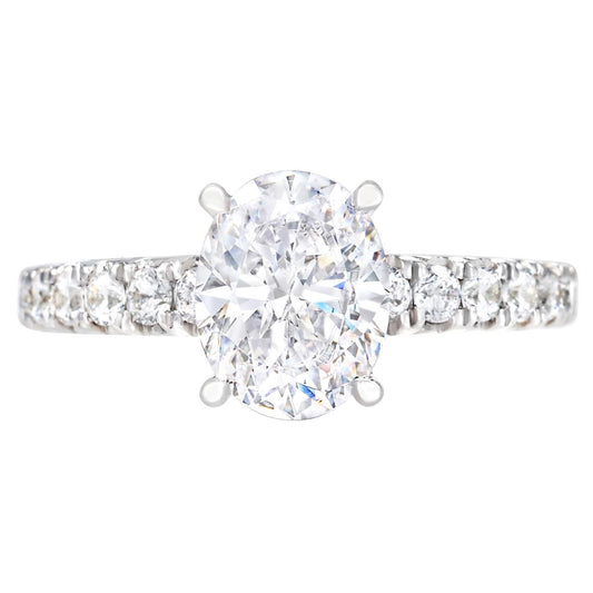 18k White Gold Hidden Halo Oval Engagement Ring - Warwick Jewelers