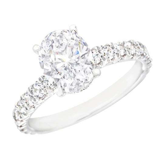 18k White Gold Hidden Halo Oval Engagement Ring - Warwick Jewelers