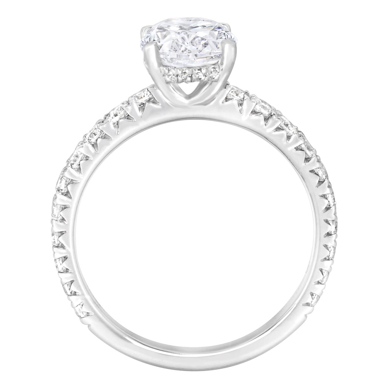 18k White Gold Hidden Halo Oval Engagement Ring - Warwick Jewelers