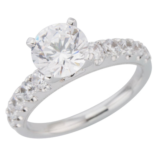 18K White Gold Milgrain Engagement Ring - Warwick Jewelers
