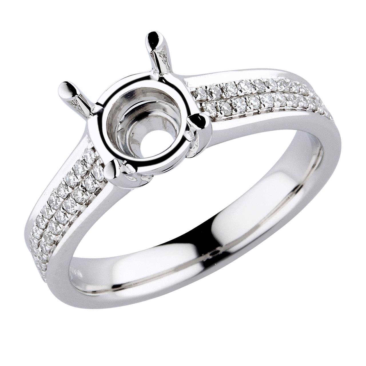 18K White Gold Two Row Engagement ring - Warwick Jewelers