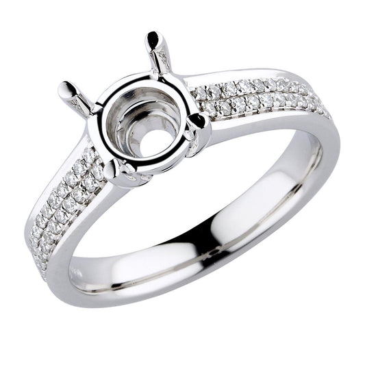 18K White Gold Two Row Engagement ring - Warwick Jewelers