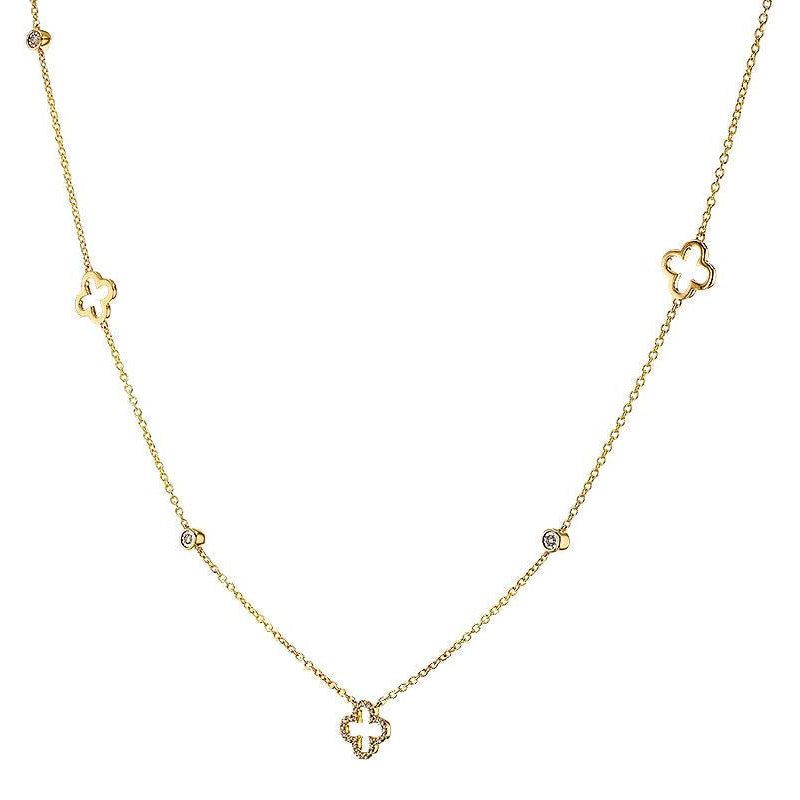 14K Yellow Gold Diamond Station Necklace
