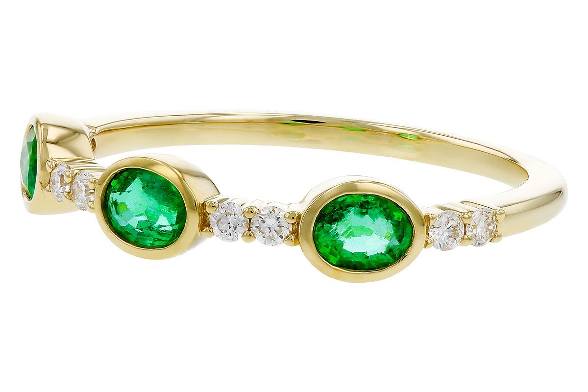 14K Yellow Gold Emerald & Diamond Ring