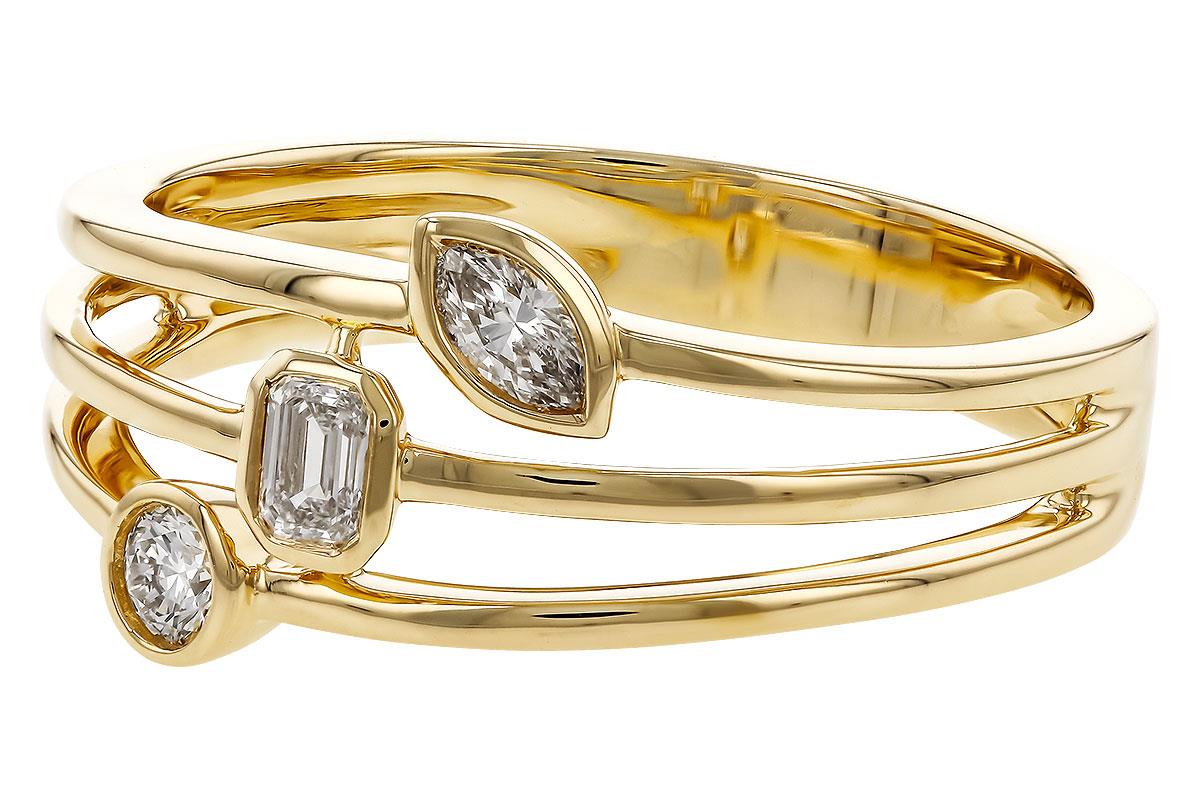 14K Yellow Gold Multi Shape Diamond Ring