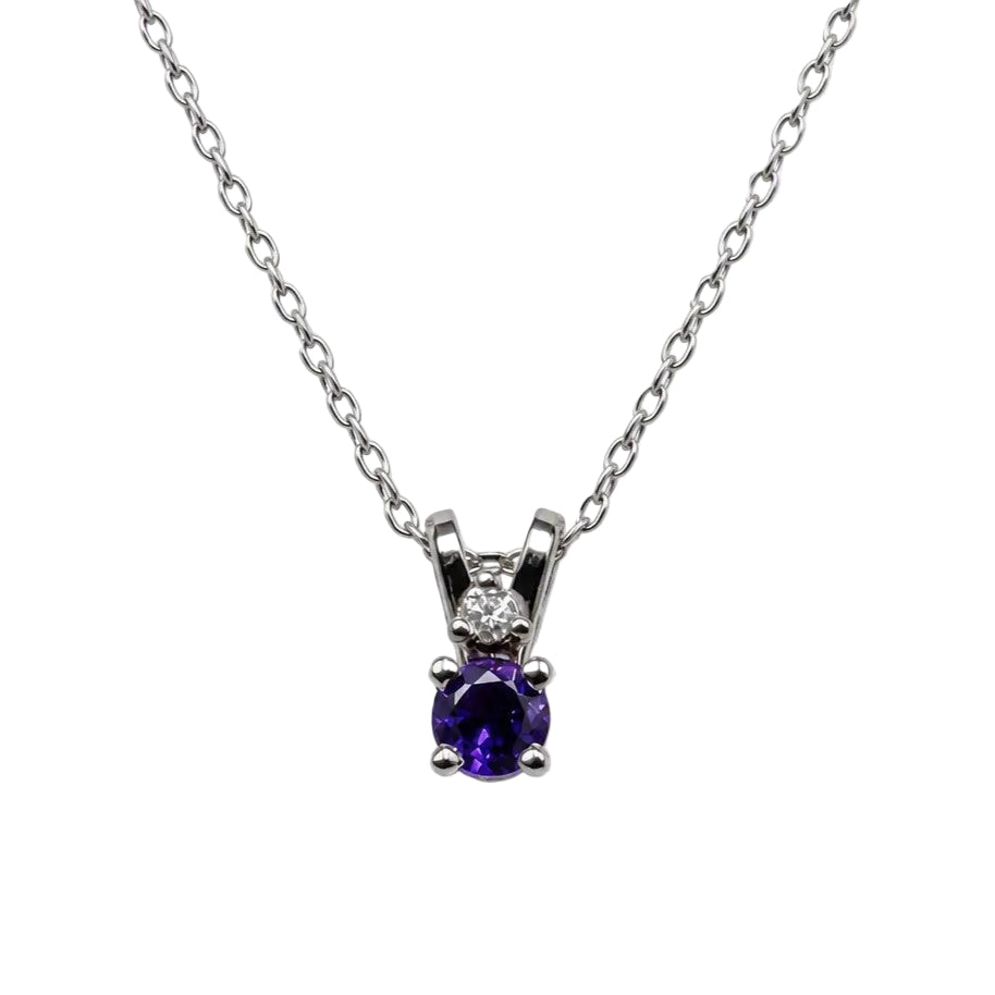 White Gold Amethyst and Diamond Necklace