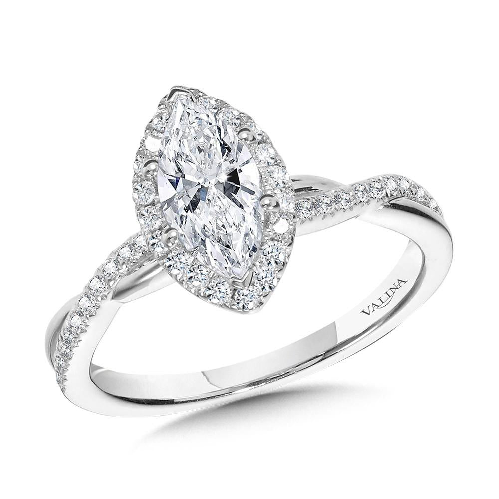 Crisscross Marquise Halo Engagement Ring - Warwick Jewelers