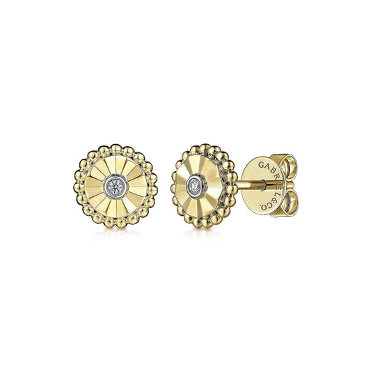 Diamond Cut - 14K White And Yellow Gold Diamond Stud Earrings - Warwick Jewelers