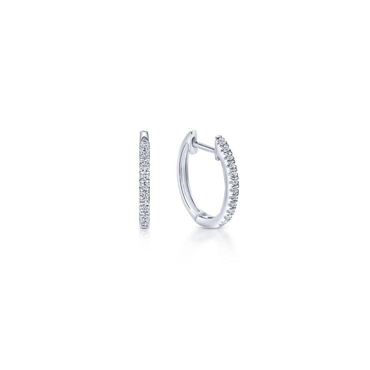 Diamond hoops White Gold 0.18CTW Diamond Classic Huggie Hoop Earrings in 15mm - Warwick Jewelers