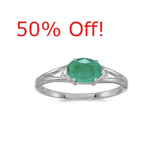 Emerald and Diamond Split Shank Ring - Warwick Jewelers