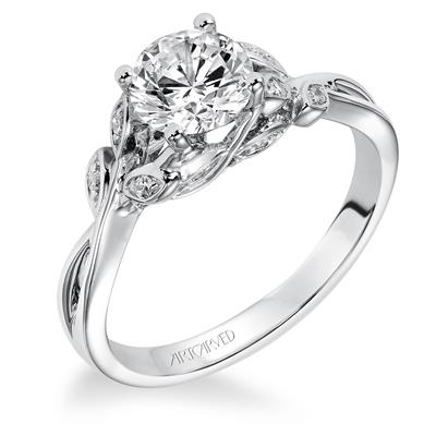 Engagement Ring 14K White Gold Floral Vines - Warwick Jewelers