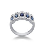 Five Stone Halo Sapphire and Diamond Ring - Warwick Jewelers