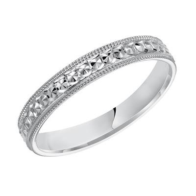 Flat Milgrain Edge Carved Wedding Band - Warwick Jewelers