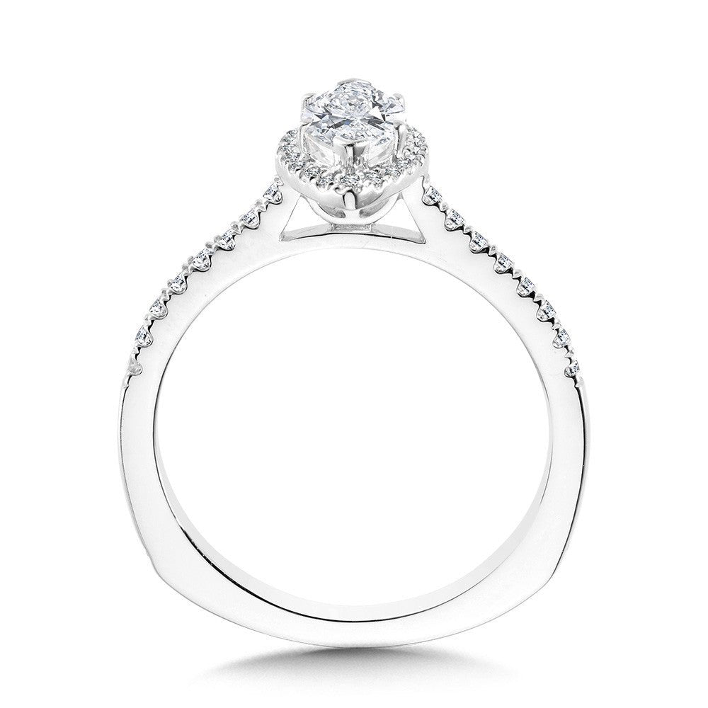 Marquise Diamond Straight Halo Engagement Ring - Warwick Jewelers