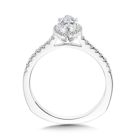 Marquise Diamond Straight Halo Engagement Ring - Warwick Jewelers