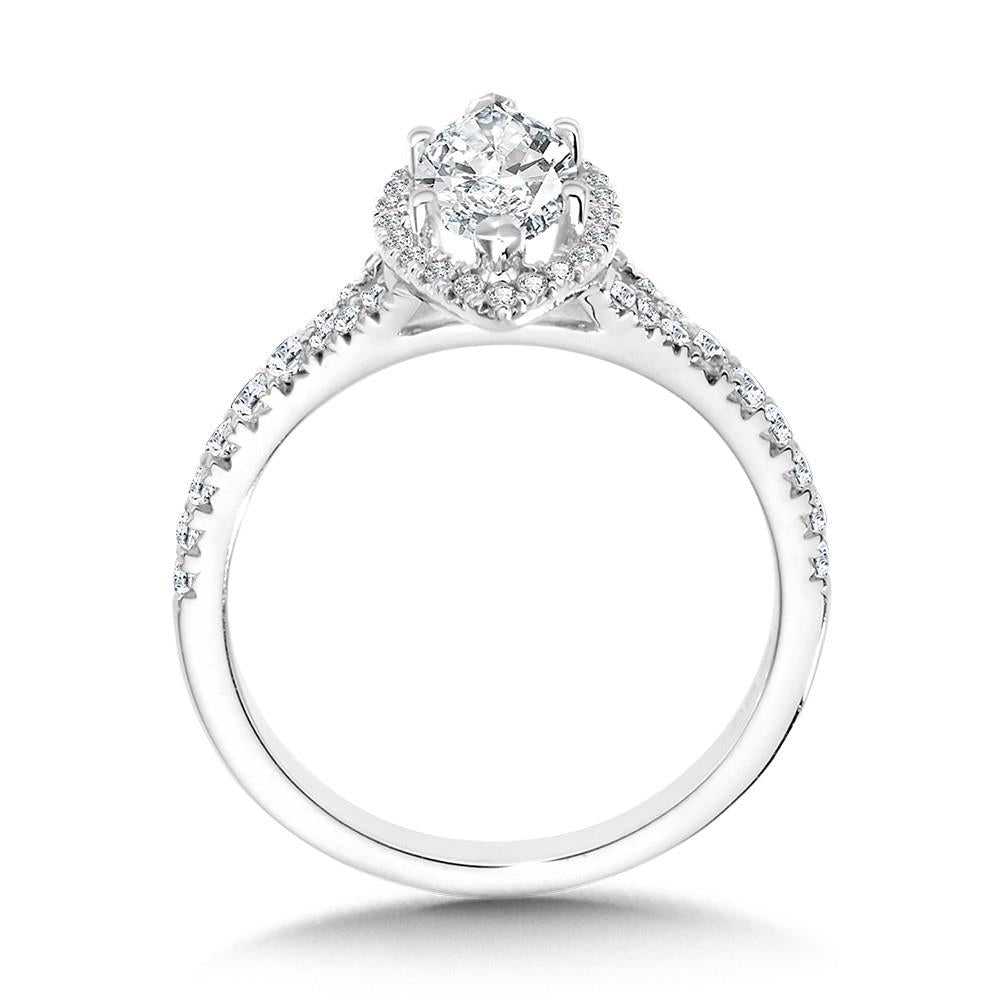 Marquise Shaped Split Shank Halo Engagement Ring - Warwick Jewelers