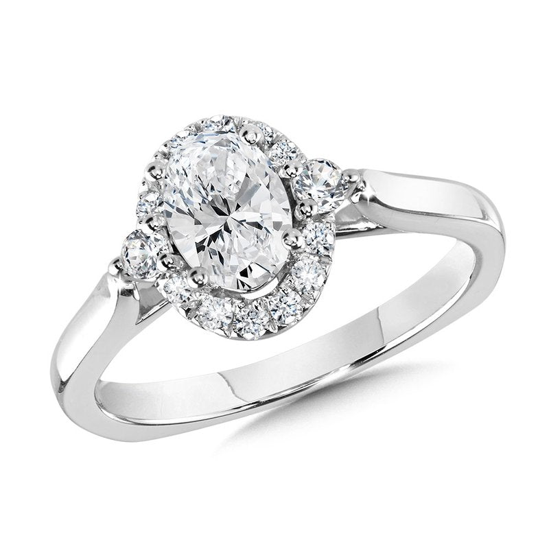 Oval Diamond Halo Engagement Ring - Warwick Jewelers