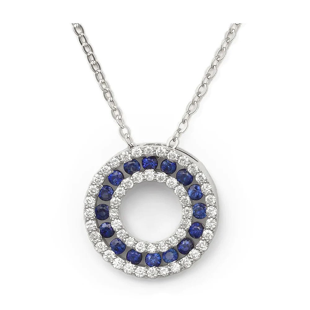Sapphire and Diamond Circle Pendant - Warwick Jewelers