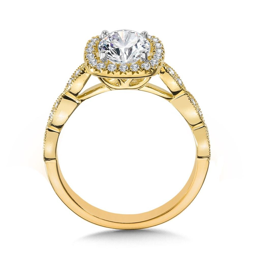 Scalloped & Milgrain-Beaded Halo Engagement Ring - Warwick Jewelers