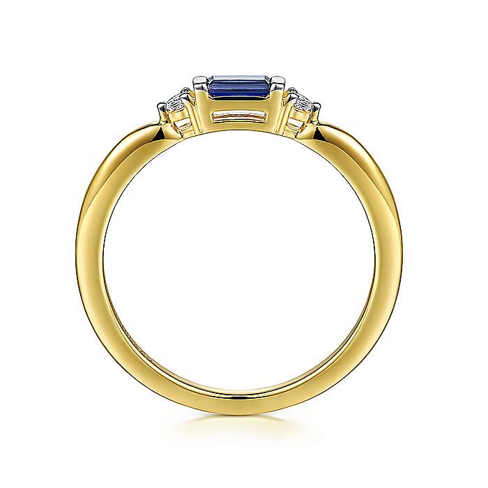 Stackable Ring 14K Yellow Gold Round Sapphire and Diamond Ring - Warwick Jewelers