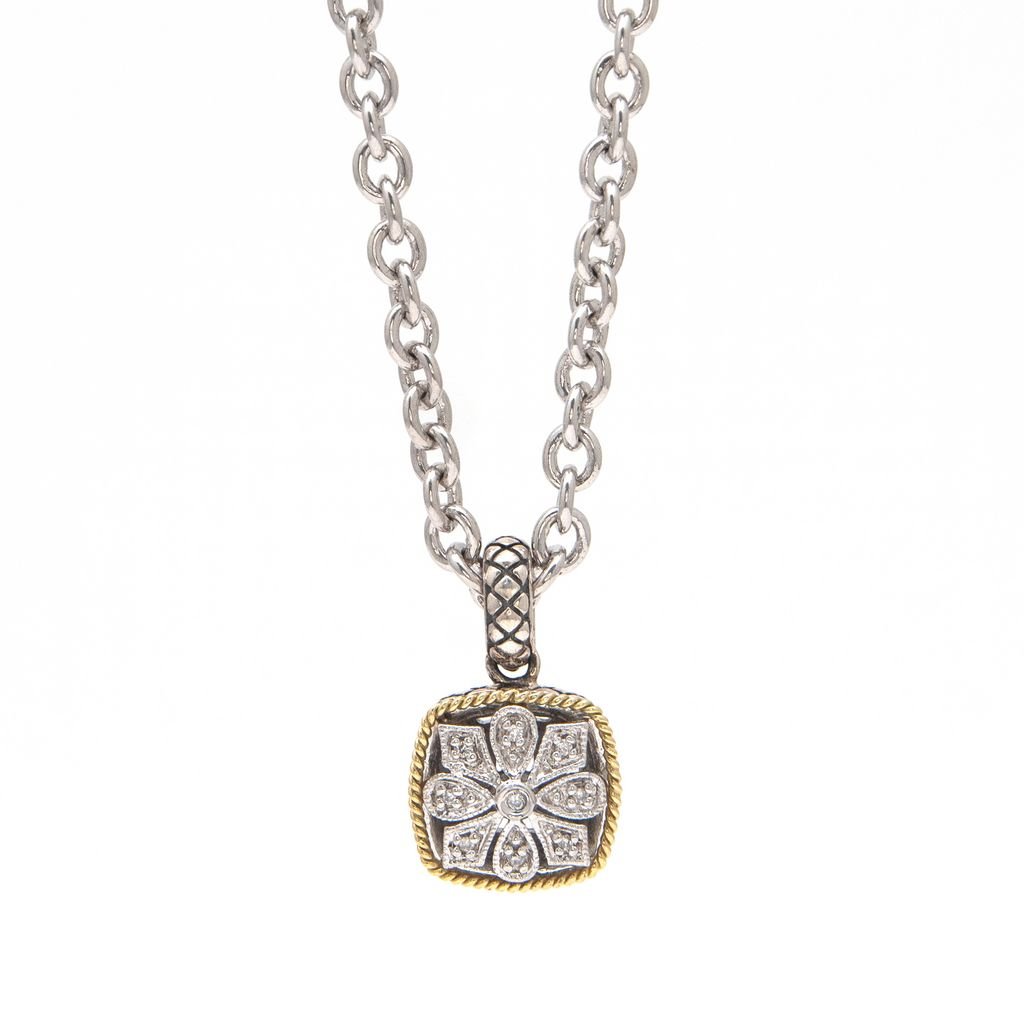 Sterling Silver and and 18k Yellow Gold Diamond Pendant - Warwick Jewelers