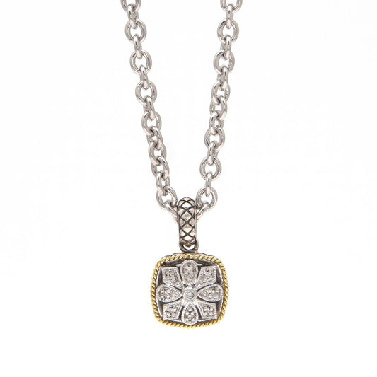 Sterling Silver and and 18k Yellow Gold Diamond Pendant - Warwick Jewelers