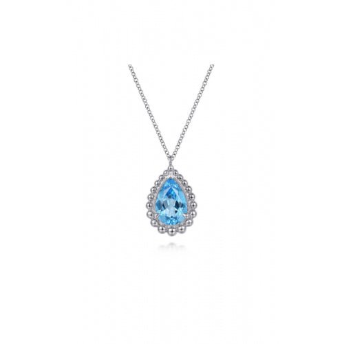 Sterling Silver Bujukan Swiss Blue Topaz Pendant Necklace - Warwick Jewelers