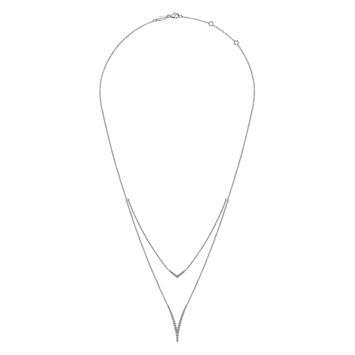 Sterling Silver Bujukan White Sapphire Chevron Necklace - Warwick Jewelers