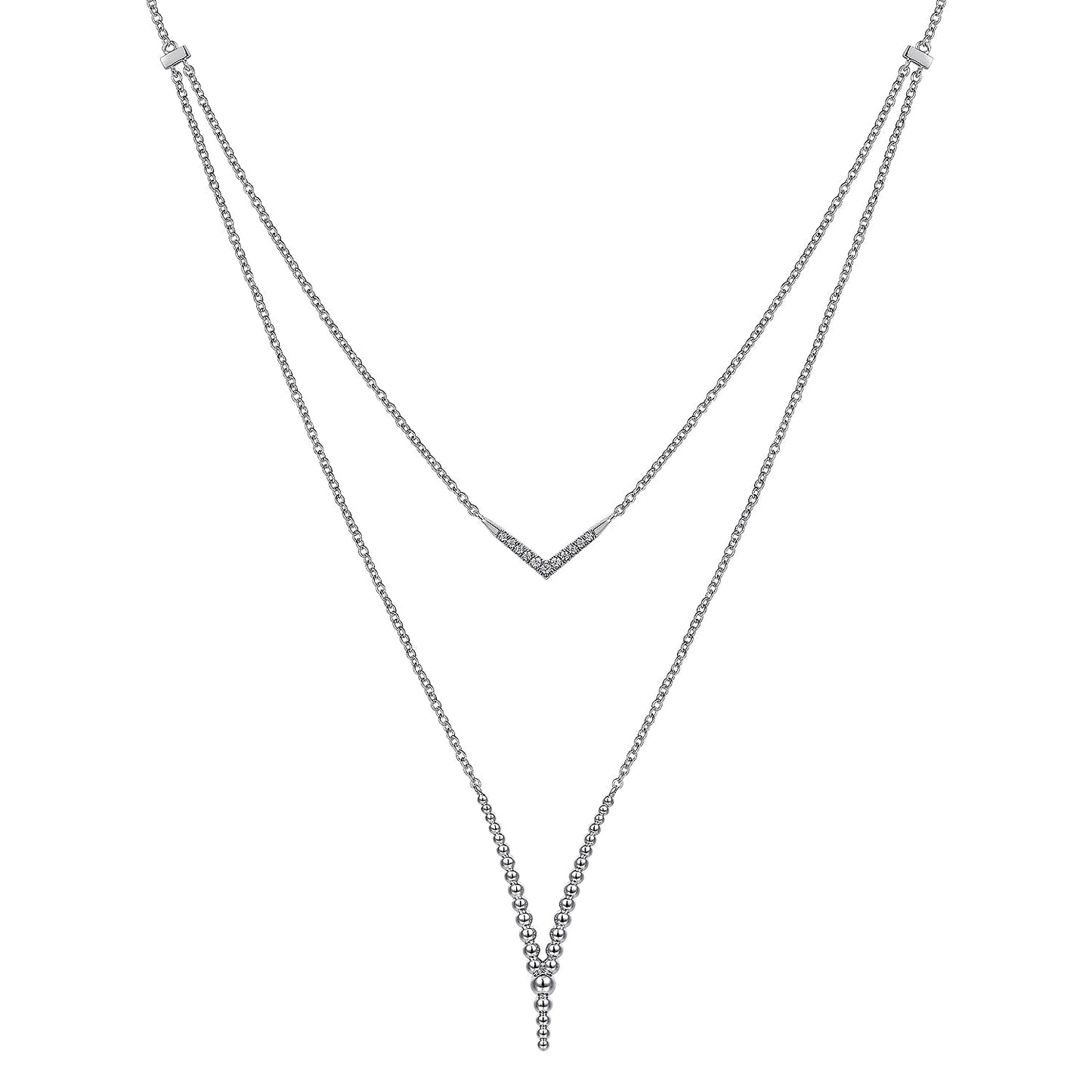 Sterling Silver Bujukan White Sapphire Chevron Necklace - Warwick Jewelers
