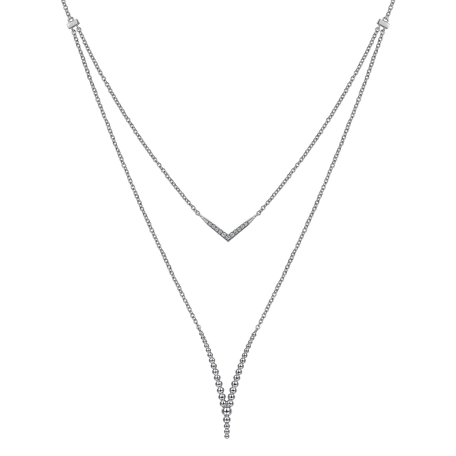Sterling Silver Bujukan White Sapphire Chevron Necklace - Warwick Jewelers