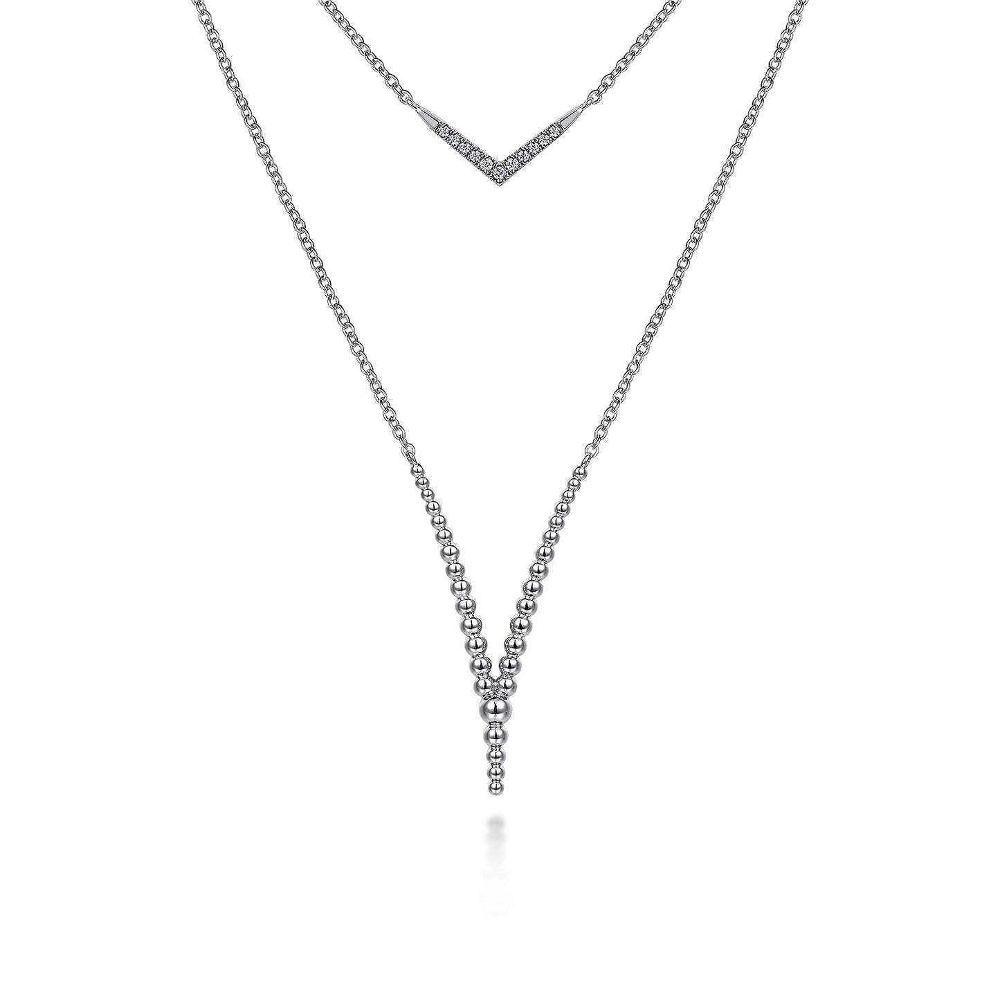 Sterling Silver Bujukan White Sapphire Chevron Necklace - Warwick Jewelers